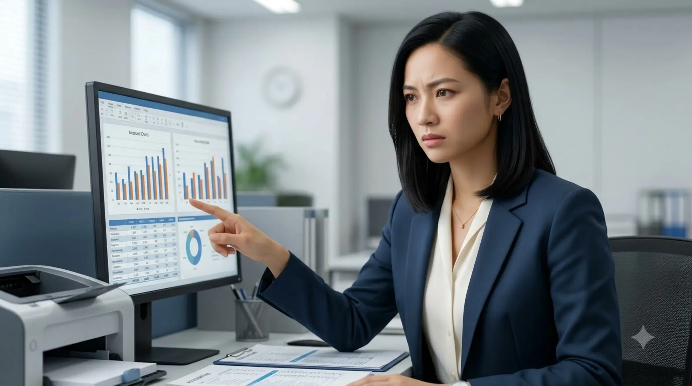 Chị Ba phát hiện sai sót kế toán trên máy tính
